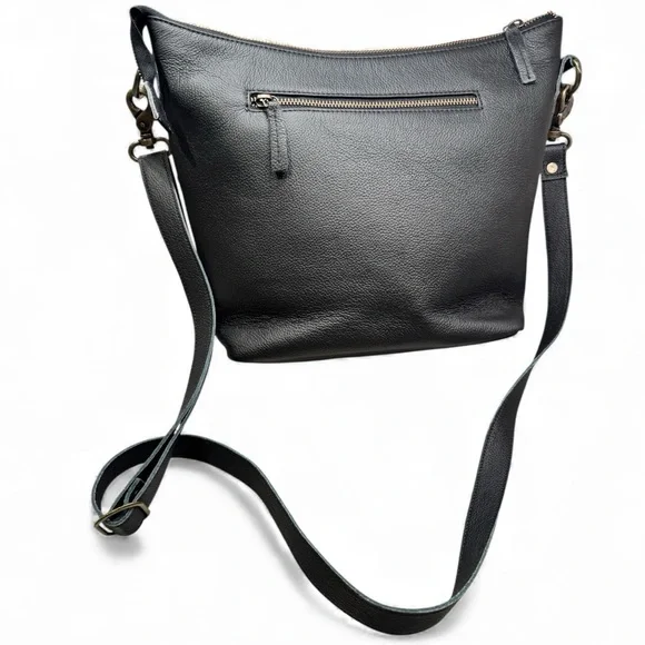 AMERICAN BISON Hair in black & cream and Leather Crossbody Shoulder Bag - Picture 3 of 14